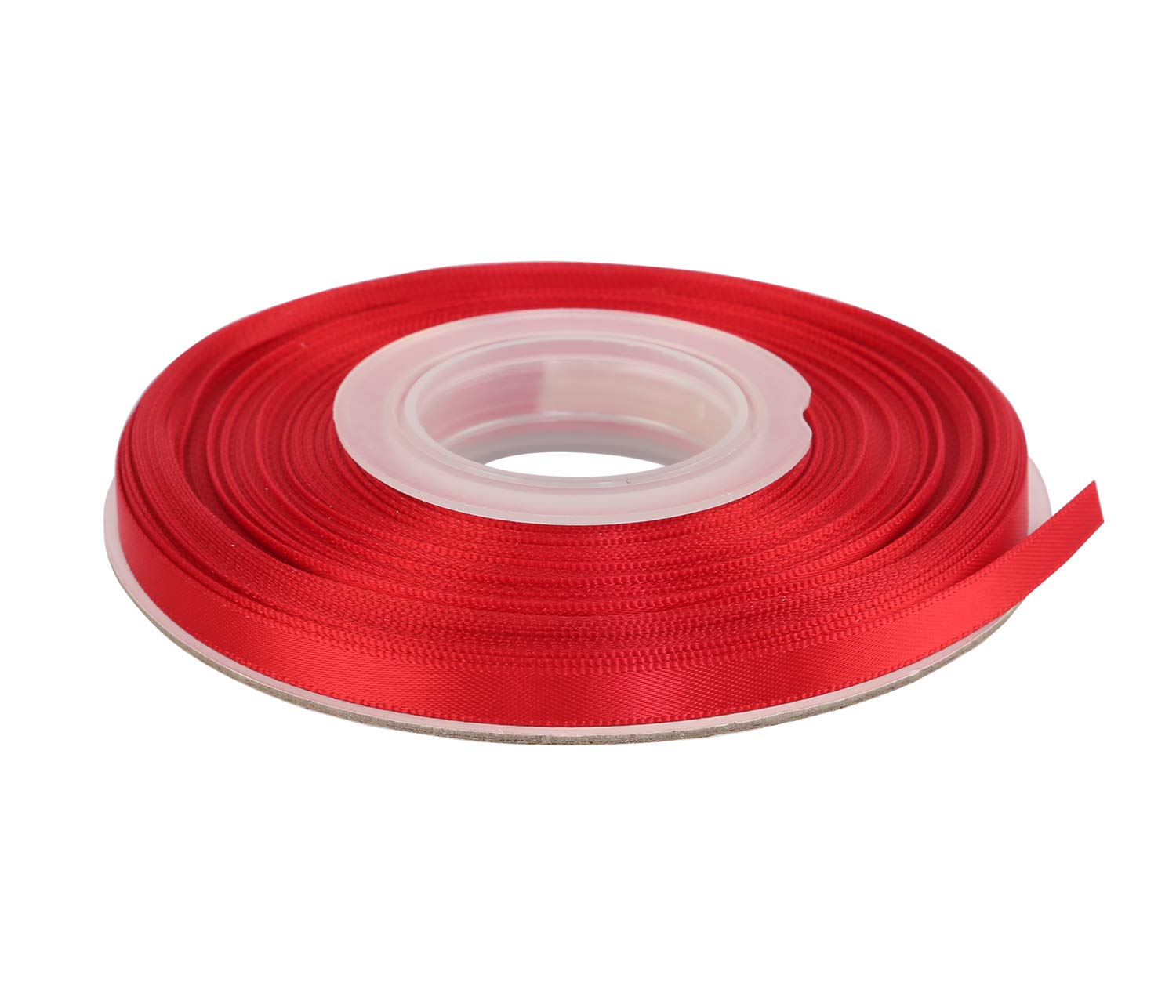Ribbonitlux 6mm Wide Double Face Satin Ribbon 22 Meters (250-Red, Set for Gift Wrapping, Party Decor, Sewing Applications, Wedding and Craft