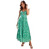 TANGXINST Women's Spaghetti Strap Maxi Dress Summer Sleeveless Hollow Out Casual Boho Backless Flowy Long Dresses