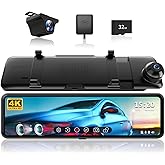 REDTIGER T700 Rear View Mirror Camera 11'' 4K UHD Front and 1080P Mirror Dash Cam Front and Rear, GPS,Parking Monitor,Night V