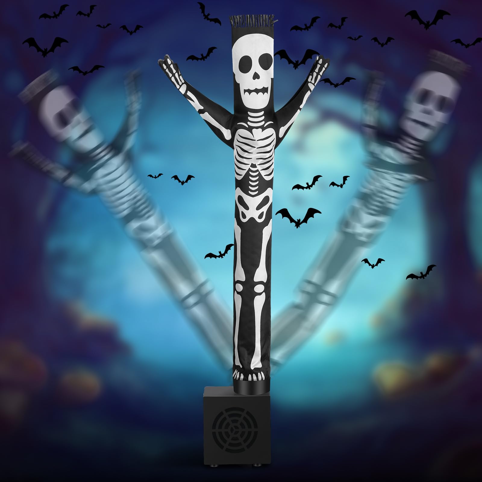 Photo 1 of Poen Halloween Wacky Waving Mini Inflatable Tube Guy Skeleton Waving Dancing Tube Man with Blower Skeleton Halloween Horror Desktop Table Decor for Party Favors Gifts