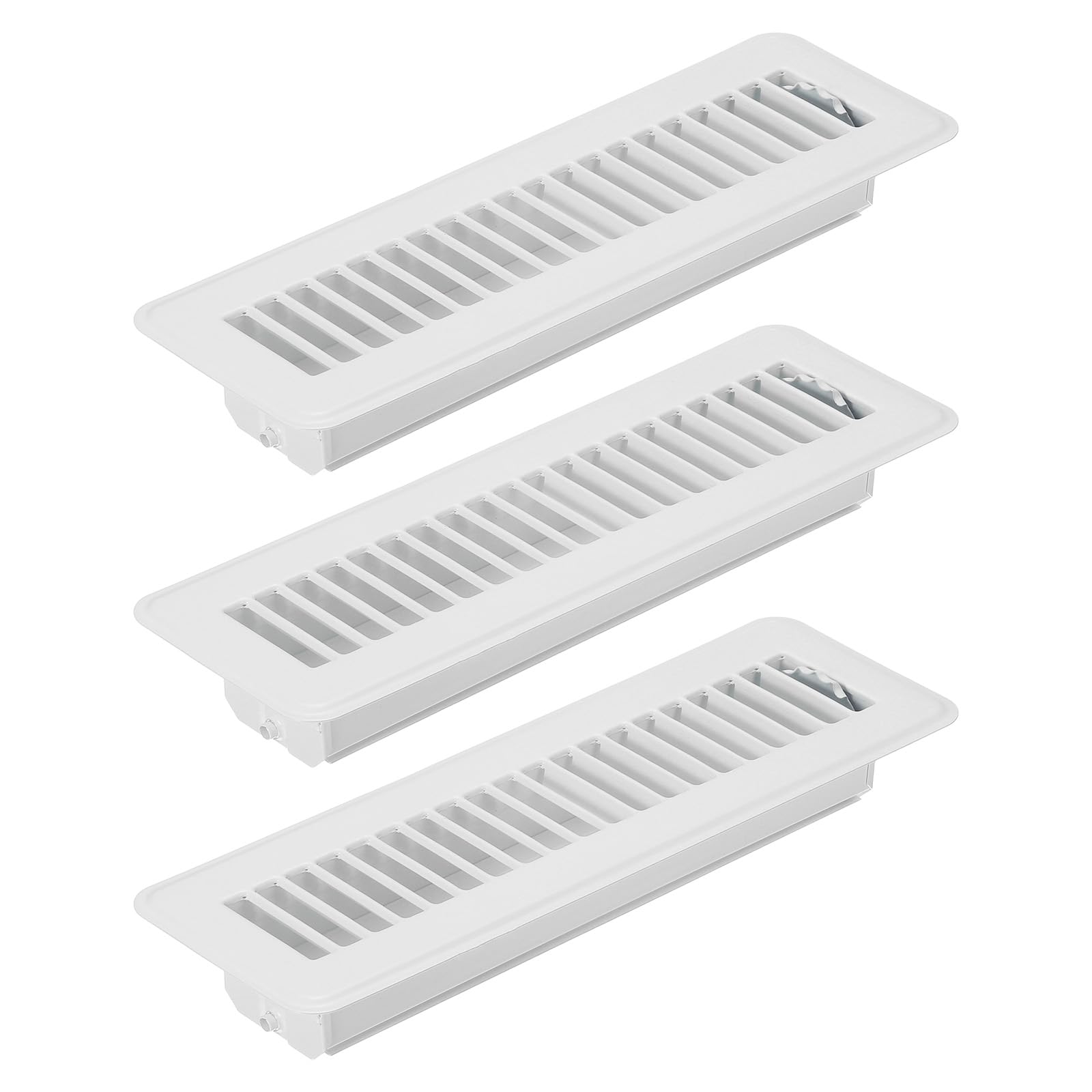 PATIKIL 10 x 2 Inch Floor Register, 3pcs Heavy Duty Air Vent Cover Steel Adjustable Decor Vents Easy Adjust Floor Grates for Sidewall Home Office, White