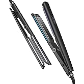 TYMO Flat Iron Hair Straightener - Long Hollow Plates Straightener and Curler 2 in 1 for Fast Smooth Styling, Hair Straighteners for Women, 15s Heat Up, 5 Billion Ions, Dual Voltage, Black