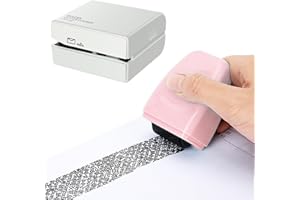 SYLCXX Electric Letter Opener and Confidential Roller Stamp Combo, Portable Office School Stationery for Cutting Envelope,ID Blockout, Womens Mens Moms Dads Gifts for Birthday Anniversary (White+Pink)