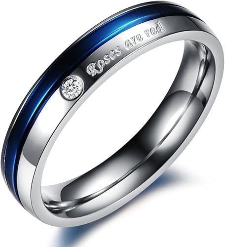 Amazon Housweety ファッションジュエリー アクセサリー 恋人 カップル指輪 ペアリング ダイヤ 婚約 結婚 記念日 バレンタインデー 誕生日プレゼント カラー ブルー シルバー レディース 内径16 7mm 12号 リング 通販