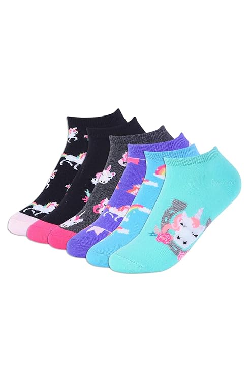 Cozy Unicorn Designs Adorable No Show Socks (6 Pairs)