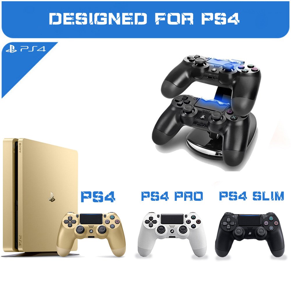 PS4 Dual Controller Caricatore, Likorlove Stazione di Ricarica per PS4, Dual USB Supporto di Carico del Caricatore per Playstation 4 PS4 / PS4 Pro / PS4 Slim Wireless Controller