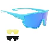GIEADUN Sports Sunglasses Cycling Glasses Pink Polarized Glasses Baseball glasses with 3 lenses,Fishing,Ski Running Golf