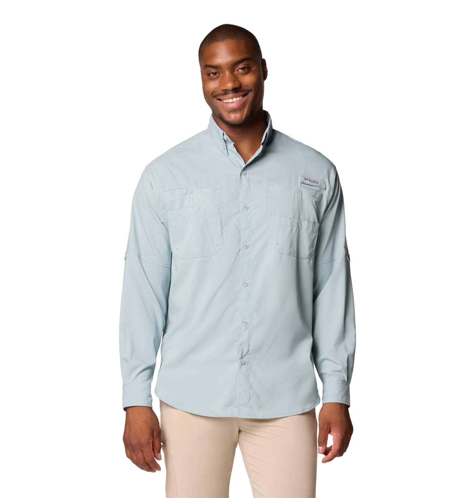 Columbia Mens PFG Tamiami Long Sleeve Fishing Shirt, Crushed Blue, X-Large Tall Image