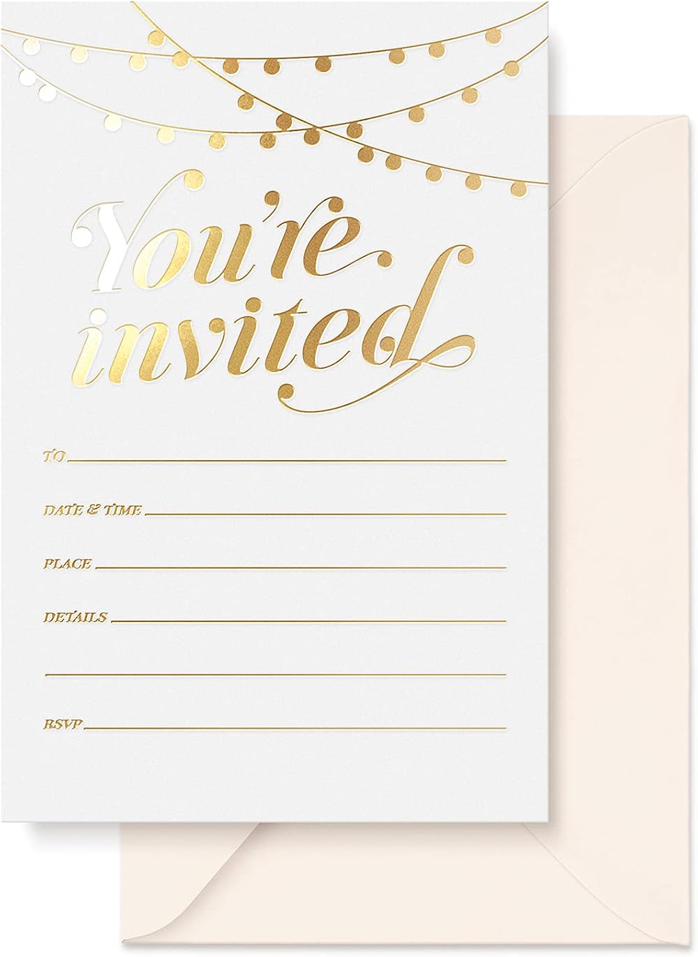 Sweetzer & Orange S&O Party Invitations 25 Gold Foil 4x6 with Envelopes