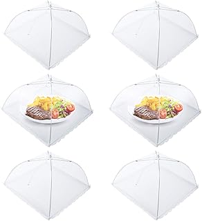 Homealexa Fliegenhaube, 6er Set Abdeckhaube für Essen, Faltbare Kuchenabdeckung Fliegenschirm Lebensmittel Abdeckung, Perfekter Fliegen-Schutz für Essen, Obst, Picknick, BBQ, 44x44x30 cm, Weiß