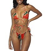 Women Halter String Bikini Set Sexy Thong Cheeky Two Piece Swimsuits Solid Color Bathing Swimwear
