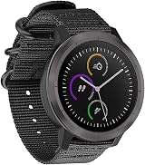 FINTIE Woven Nylon Band for Garmin Vivoactive 3 645 245 Music Smart Watch Black
