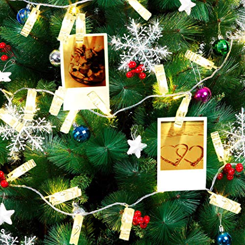 Led Photo Clip String Lights Indoor String Lights Seasonal Lighting Outdoor String Lights for Hanging Photos, Cards, Memos Home/Halloween/Birthday/Party Decorations Battery Powered White (20 LED)