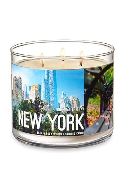 Bath Body Works New York 3 Wick Candle In Rose Water Ivy Scent