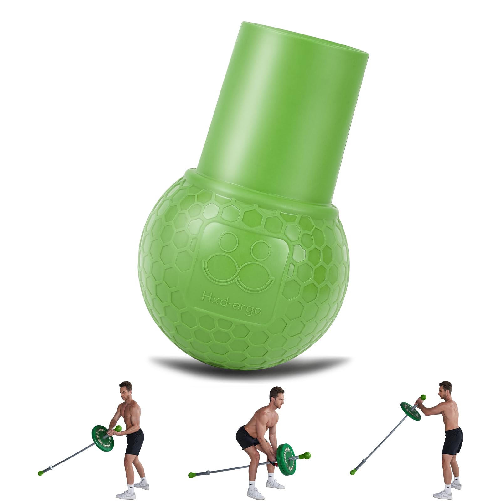 HXD-ERGO Landmine Attachment for Barbell - Turn Any Surface into Barbell Landmine Exercise - Press, Row, Spin, Split Squats - Natural Rubber - Fits 2" Olympic Bars (Green)