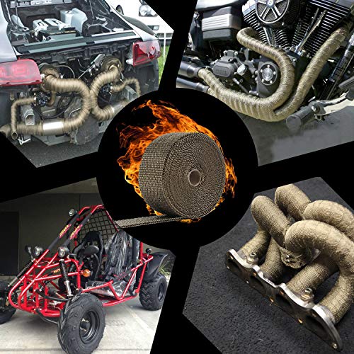 LEDAUT Turbo Blanket T3 Lava cover for Turbocharger and 2" x 50' Titanium Exhaust Heat Wrap Roll for Motorcycle Fiberglass Tape with Stainless Ties and Thermal Heat Shield Cover with Fastener Springs