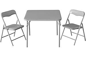 IDEA NUOVA Heritage Kids Grey Kids Activity Table and Chair Set,3-Piece Furniture Set with 1 Square Table & 2 Folding Chairs, Playroom Table Set for Ages 3+