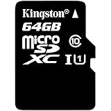 Kingston Digital 64GB microSDXC Class 10 UHS-I 45MB/s Read Card with SD Adapter (SDC10G2/64GB)