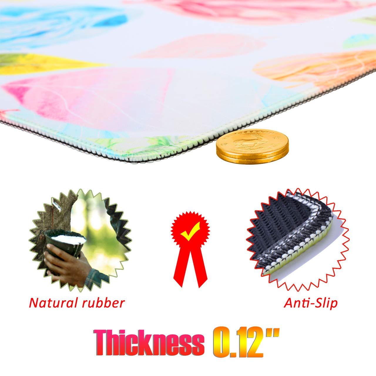 Large Gaming Mouse Pad Extended MousePads Keyboard Pad Water-Resistant Desk Pad, Full Desk Writing Mat with Non-Slip Stitched Edges XXL-Leaves Design