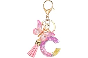 GIFTOXO Letter Keychains for Women and Girls, Key Chains for Car Keys, Cute & Pink Keychain Accessories for Backpack, Wallet