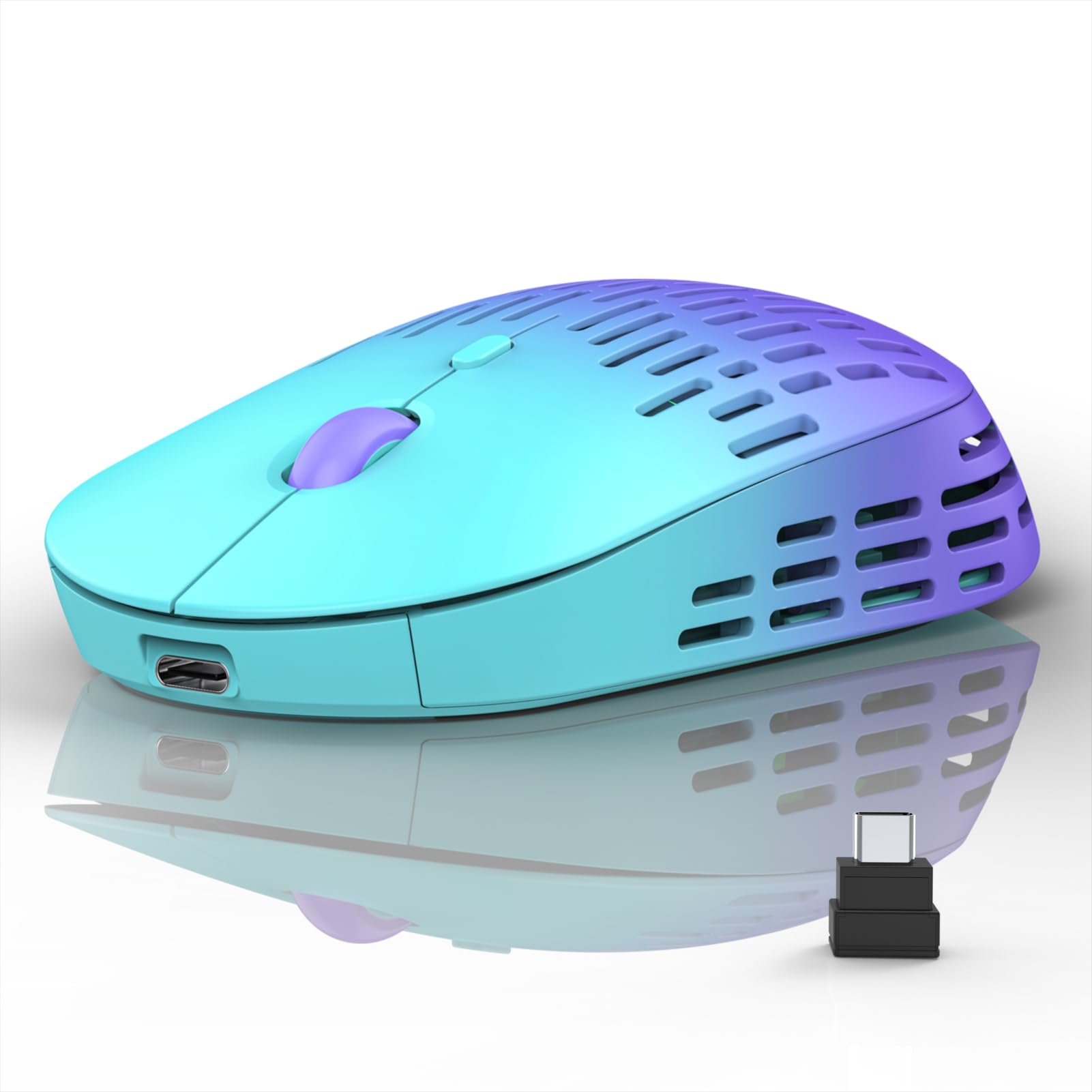 Photo 1 of RAPIQUE Bluetooth Wireless Mouse, Dual Mode Rechargeable Silent Computer Mice with 2.4G Type C Receiver, USB C Mouse for MacBook, Laptop, Surface Pro, Chromebook, Tablet (Mint Green to Purple)