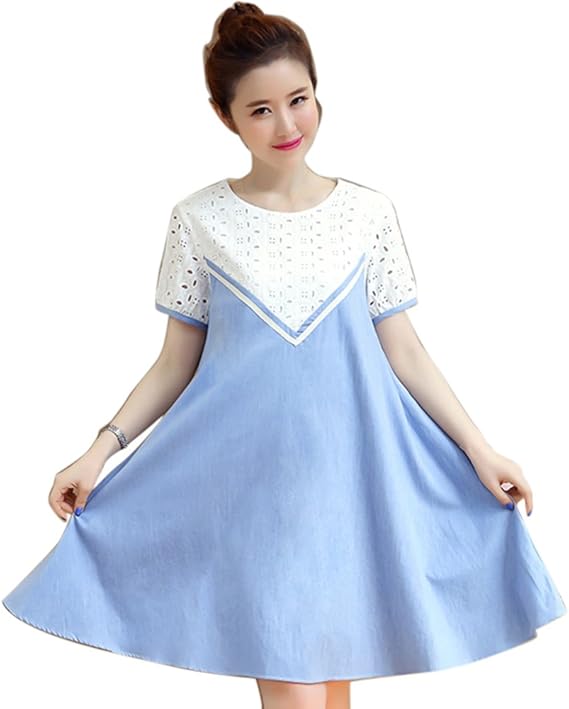 Amazon Co Jp マタニティワンピース レディース ワンピ 半袖 無地 ゆったりaラインシルエットカジュアル おしゃれ 産前 産後 長く 使える 半袖 服 ファッション小物