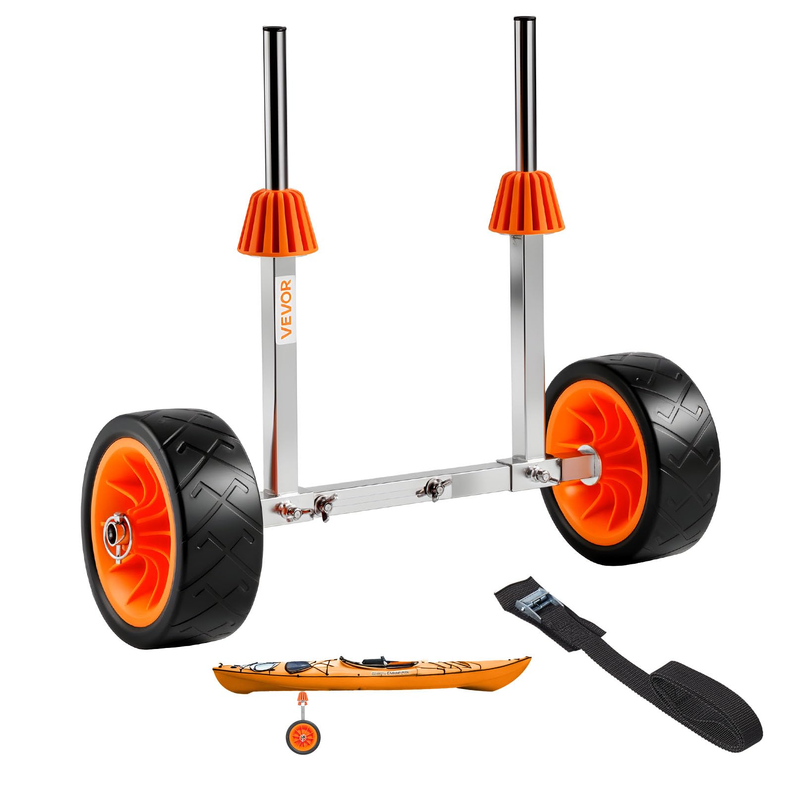 Photo 1 of VEVOR Kayak Cart, 250 lbs Load Capacity, Canoe Cart Dolly with 7.5-inch Solid Rubber Tires & Kickstand, Assembles & Disassembles Within Seconds, Paddle Board Trolley for Kayaks, Canoes, Paddleboards