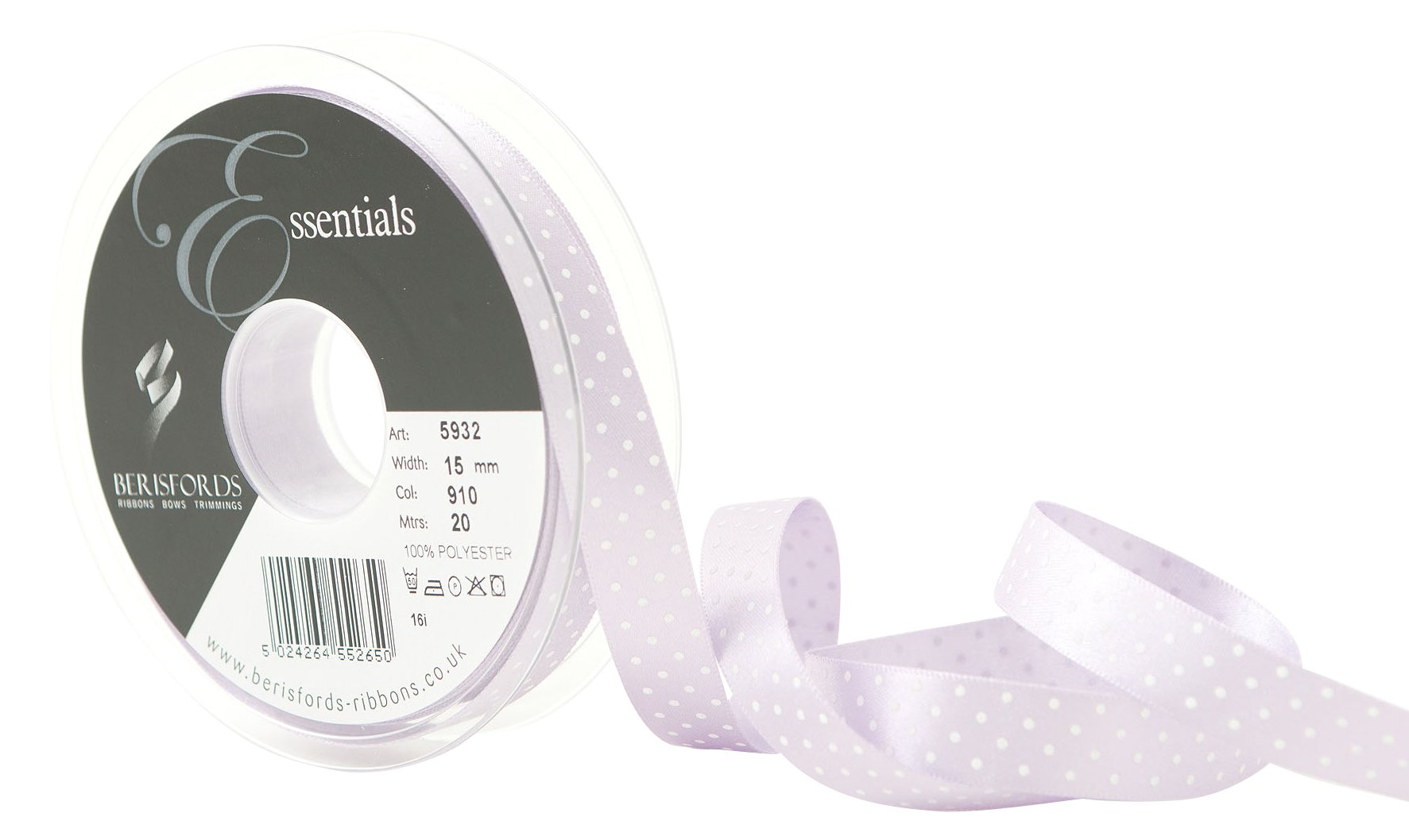 Berisfords Micro Dot Ribbon, Orchid, 15 mm