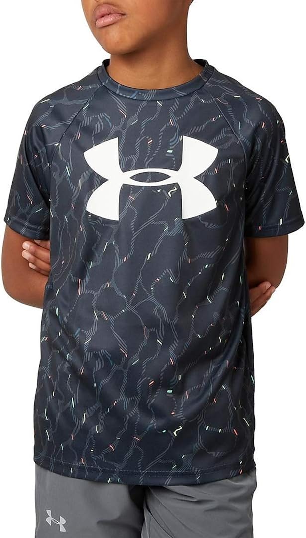 Under Armour Boys' Tech Big Logo Printed Short Sleeve Gym T-Shirt: Clothing