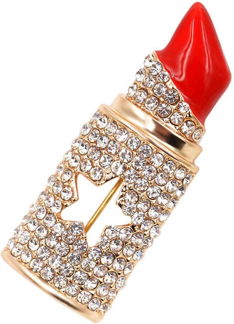 Rhinestone Lipstick Brooches for Women Sexy Fashion Jewelry Elegant Statement Brooch Pins 2020 Summer Design Brooch
