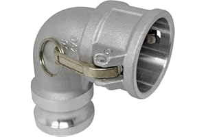 Gloxco Aluminum Type DA Cam and Groove Hose Fitting, 90 Degree Elbow, 2" Female Camlock x 2" Male Camlock (CAM-20-DA90-AL)