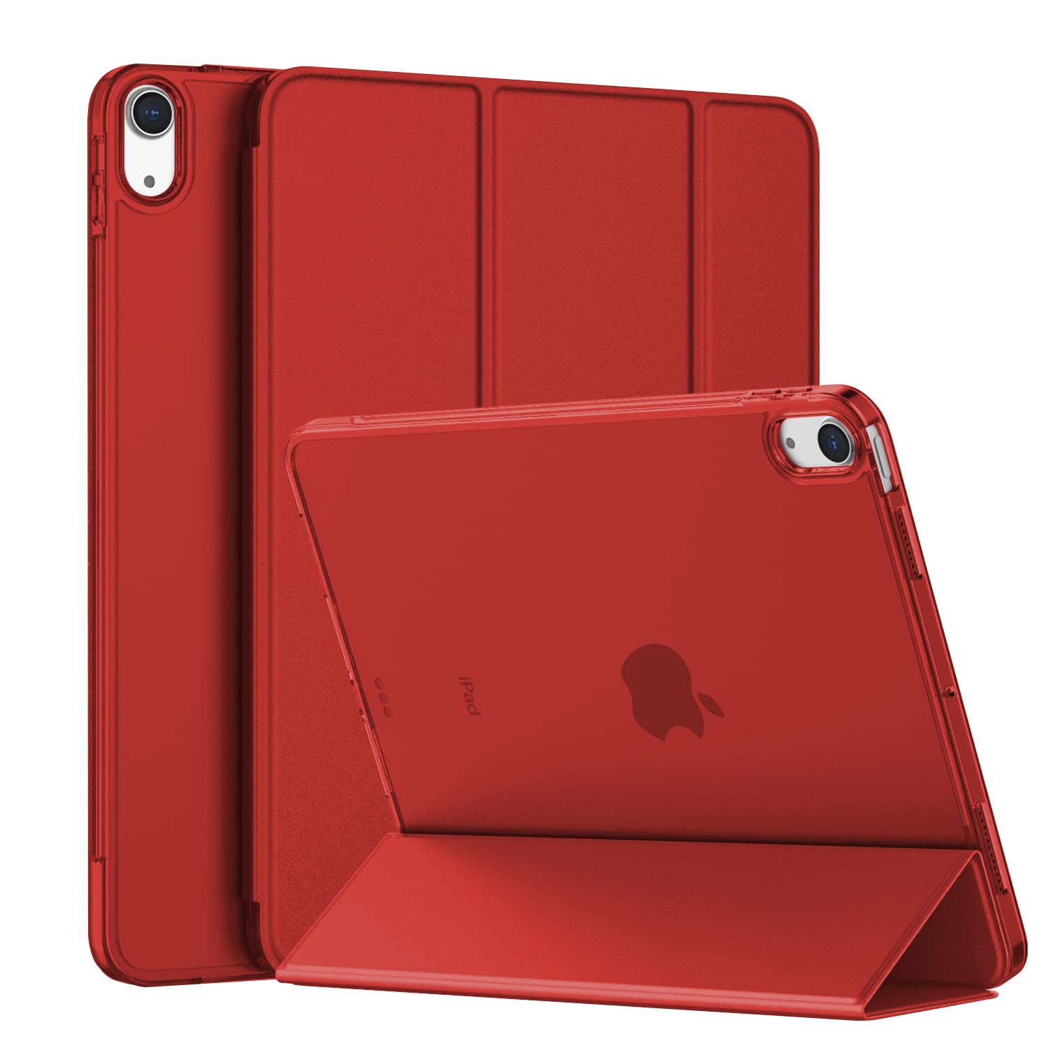 FSPRO iPad 10th Generation Case, Translucent Hard PC Back Shell Case for iPad 2022 10.9 inch, Auto Wake Up/Sleep, Red