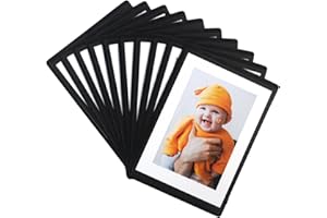 SULEPE Magnetic Polaroid Picture Frame, Instax Mini Frame Photo Magnets for Refrigerator, 2.5 x 3.5" Photo Sleeve Pocket for Fridge, Wallet Size Picture Frame, Locker Decoration, Black-10 Pcs