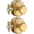 oquin Gold Front Door Handleset, Zinc Alloy Heavy Duty Exterior Entry Handleset with Interior