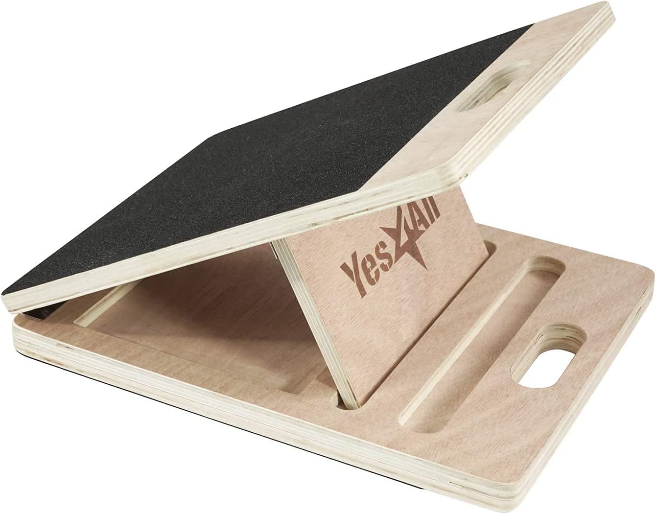 Yes4All Adjustable Wooden Slant Board/Calf Incline Board - Stretch Board - Incline Board, Wedge Board with Anti-Slip Surface, Foldable and Portable & Smart Design