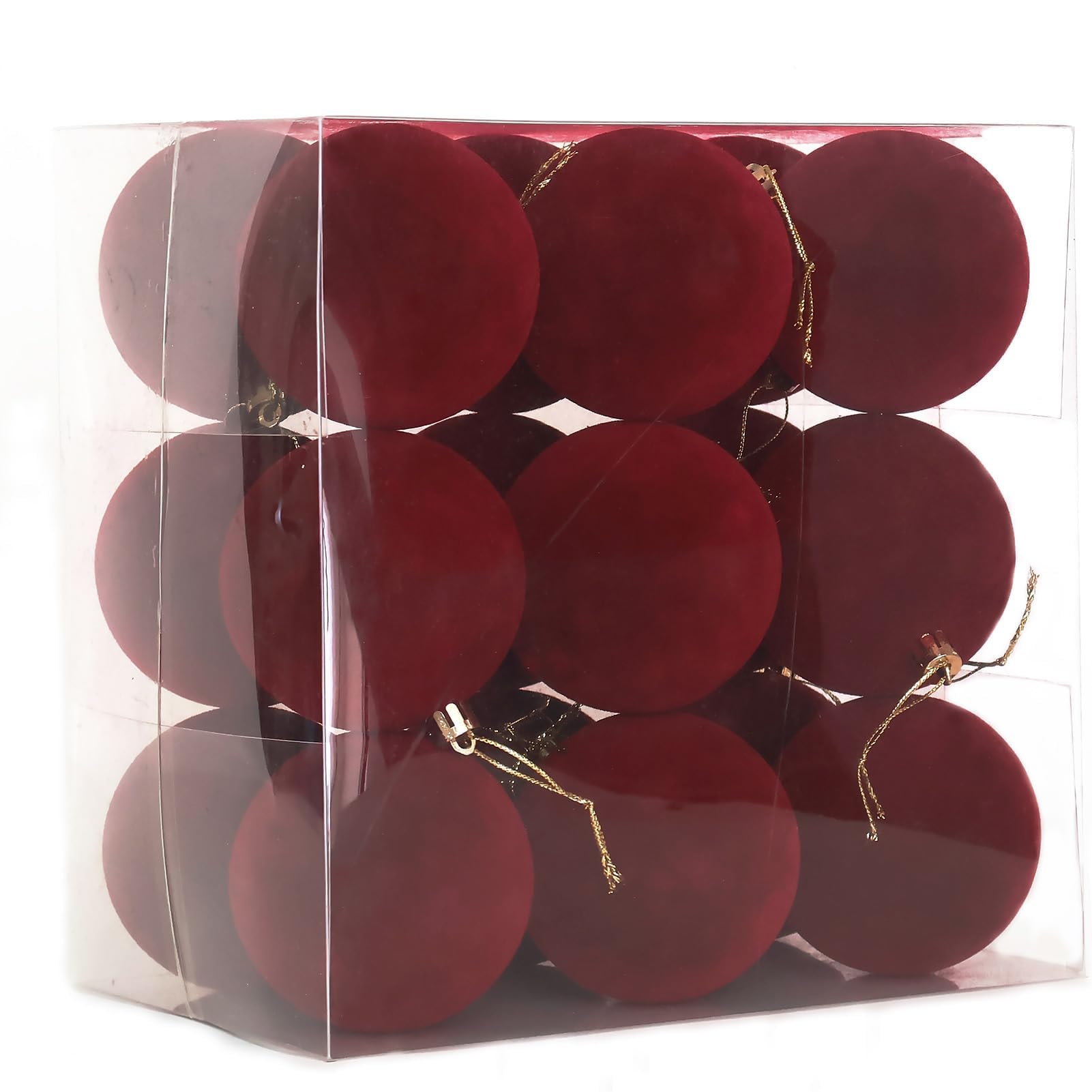 Photo 1 of Senjie 3.15inch Christmas Tree Ornaments Velvet Balls,18PCS Flocked Decoration Balls Ornaments Sets for Christmas 2025 Red