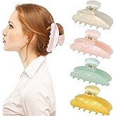 KIUEZIR 4PCS Large Acrylic Hair Claw Clips for Women, Strong Hold Jaw Clips for Thick Hair, Nonslip Hair Accessories