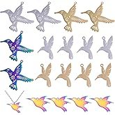CHGCRAFT 18 Pcs 6 Styles Hummingbird Filigree Charms Bird Charms 201/304 Stainless Steel Pendants for DIY Keychain Necklace Earrings Bracelet Jewelry Making