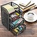 Black Metal Wire Mesh 3 Slide-Out Drawers & 1 Top Shelf Desktop Office Supply Storage Organizer Rack
