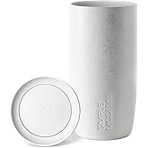 Simple Modern Voyager Signature | Christmas Travel Coffee Mug Tumbler with 360° Lid | Ceramic-Lined Insulated Stainless Steel Cup | Holiday Gifts for Women Men Her Him | 16oz | Frosty Snowflakes