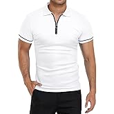YTD Men's Short Sleeve Polo Shirts Quarter-Zip Casual Slim Fit Lapel Neck Basic Designed Cotton Shirts