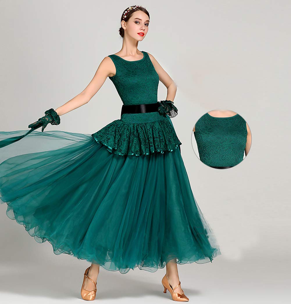 ワルツ専用ドレス Small グリーン レッスン着 練習競技着デモ用 B07gtk22ht 社交ダンスドレス Small スタンダード発表会用演出服 改良のワンピース グリーン モダンダンス衣装 サンバ Rikouzy 手袋フロート付け 軽くてエレガント ルンバ フラメンコ 社交ダンス 12月