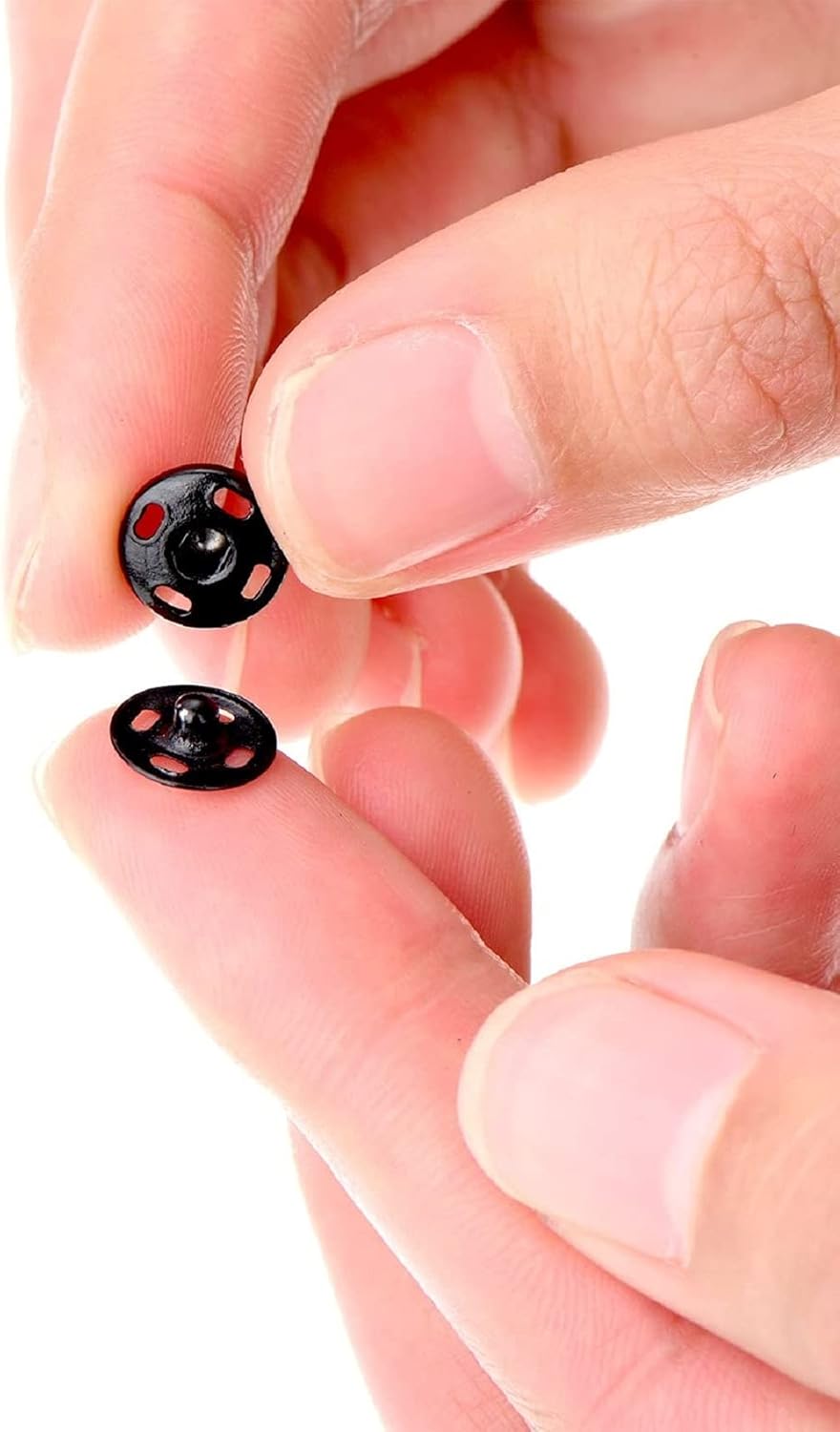 Samuay Snap Buttons for Sewing and Crafting 72 Sets in 2 Colors Black and Silver - Heavy Duty Metal Snaps for Leather Jackets, Jeans, Bags & Clothing - 10mm
