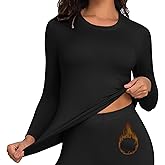 DHSO Long Sleeve Thermal Shirt For Women Fleece Lined Undershirt - Soft Warm Base Layer Tops Cold Weather