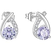 Starchenie 925 Sterling Silver Stud Earrings for Women - 6mm Round Birthstones Earrings Birthday Jewelry Gifts