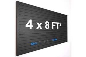 QUEENLINK [8x4 Ft²] PVC Slat Wall Paneling, Adjustable Slatwall Panels with Coupling Structure, Slatted Wall Panel System with Customizable Storage Options, DIY Cutting & Easy-to-Install Slatwall Board Shelves