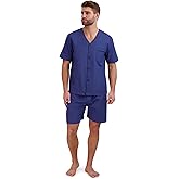 Hanes Men’s Pajamas Set, Button Down Sleepwear, 2 Piece Short Sleeve Pjs, Pijama de Dos Piezas para Hombre