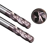 WEXWE Tools Carbide Ball End Mill Bits, 4 Flutes TISIN Coating, Cutting for Alloy Steel, Hardened Steel Stainless Steel, 1/8" Shank,(1/8-2" 2pcs)