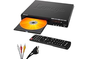 Lemega PlayHD DVD Player – Multi-Region Region-Free Video Player with HDMI Output & 1080p Upscaling, USB/CD Playback, RCA/AUX Ports, Compact Design for TV & Smart TV, HDMI Cable Included