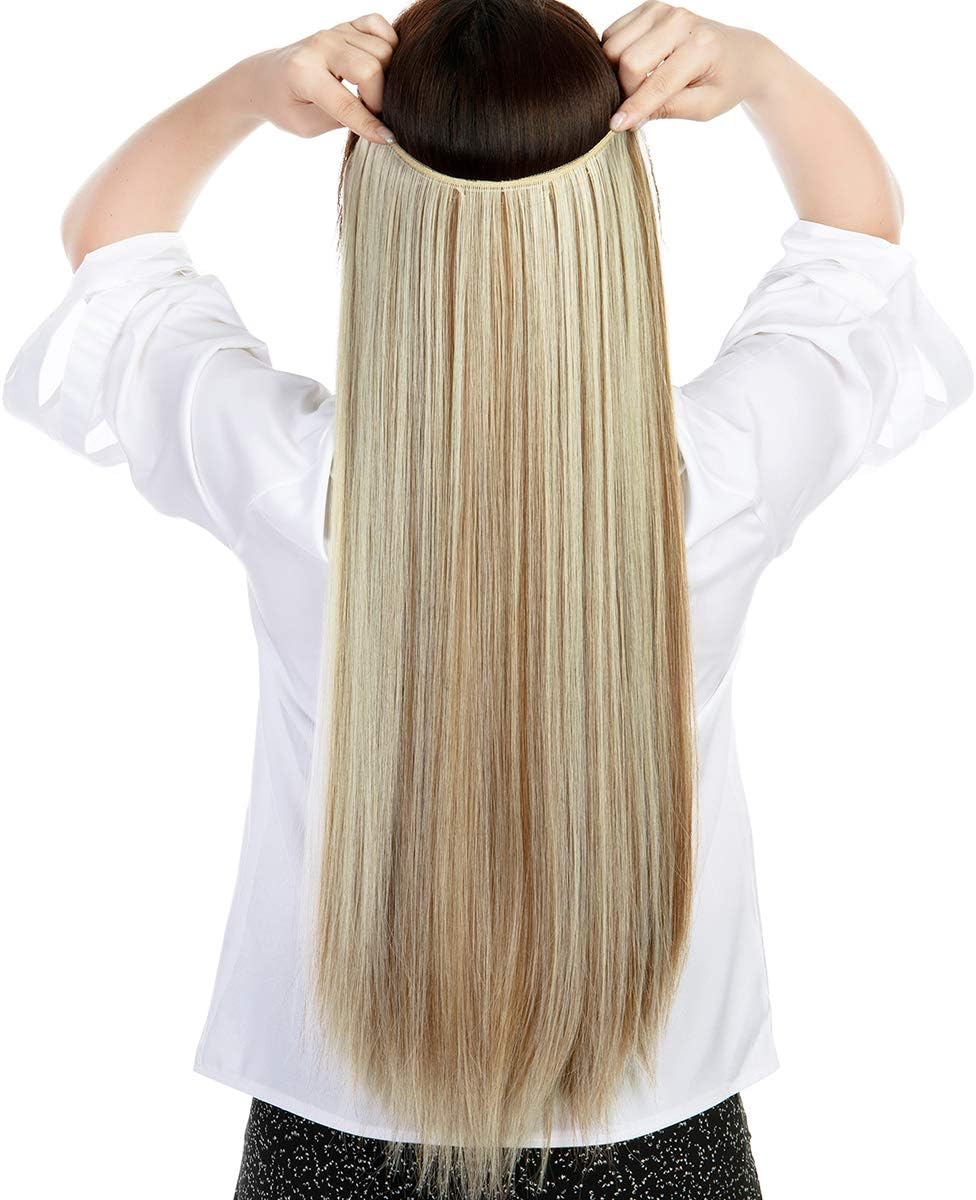 22"-26" V Part Clip in Hair Extensions 3/4 Full Thick Curly Wavy Straight Clip on Synthetic Hair Extension Hairpieces